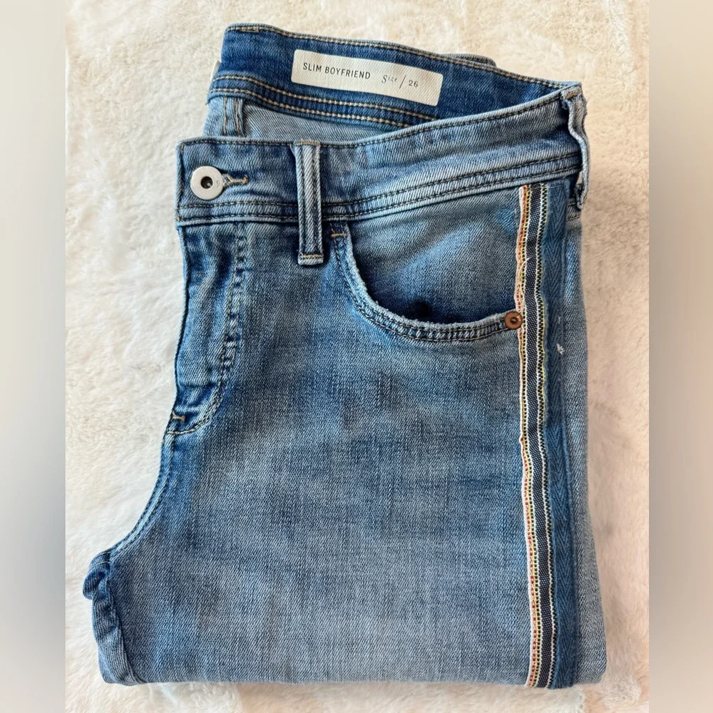Pilcro and the Letterpress by Anthropologie Slim Boyfriend Distressed Blue Jeans - Picture 2 of 16